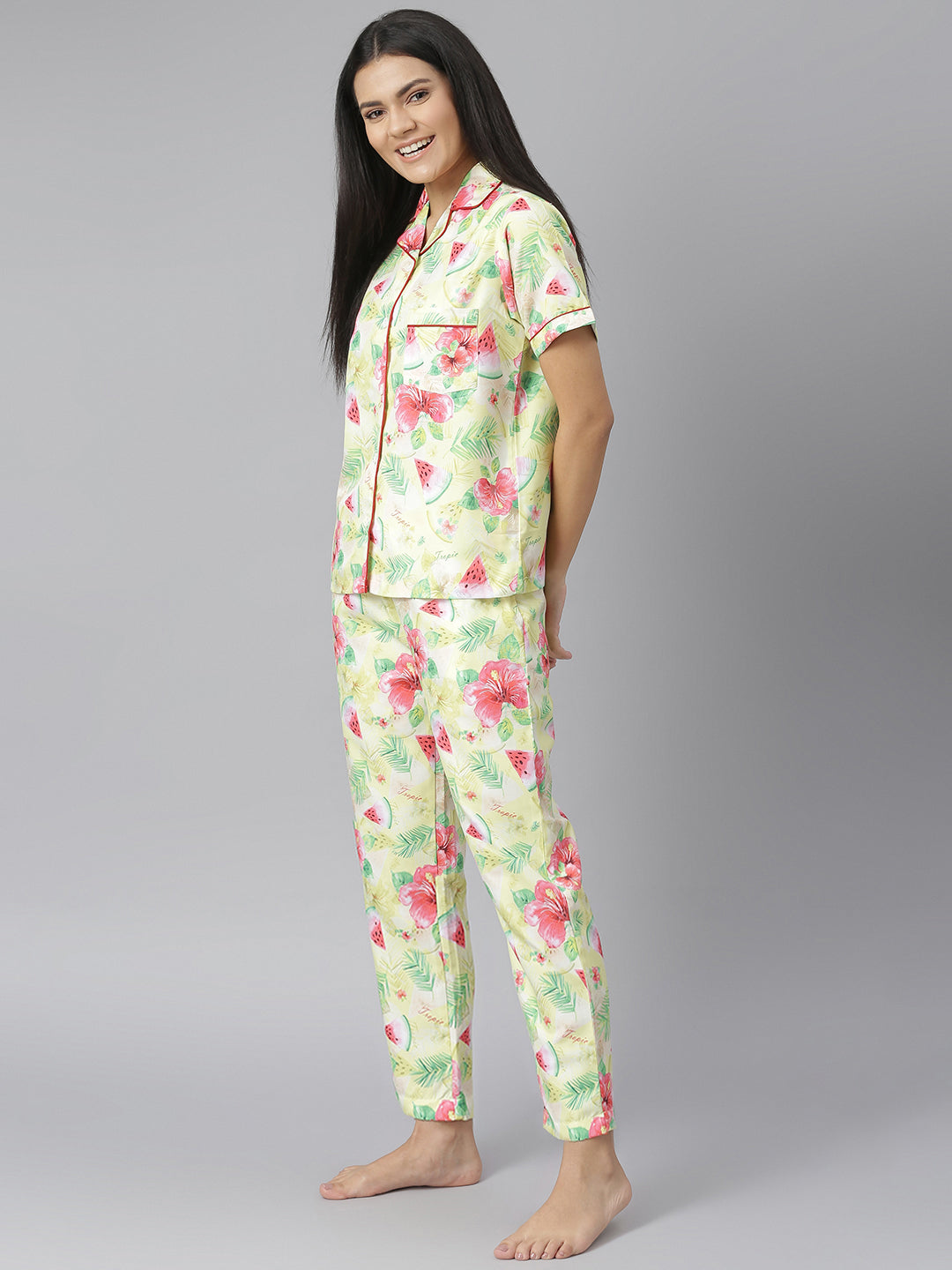 Women's Summer Water melon Digital Printed Night Suit Set