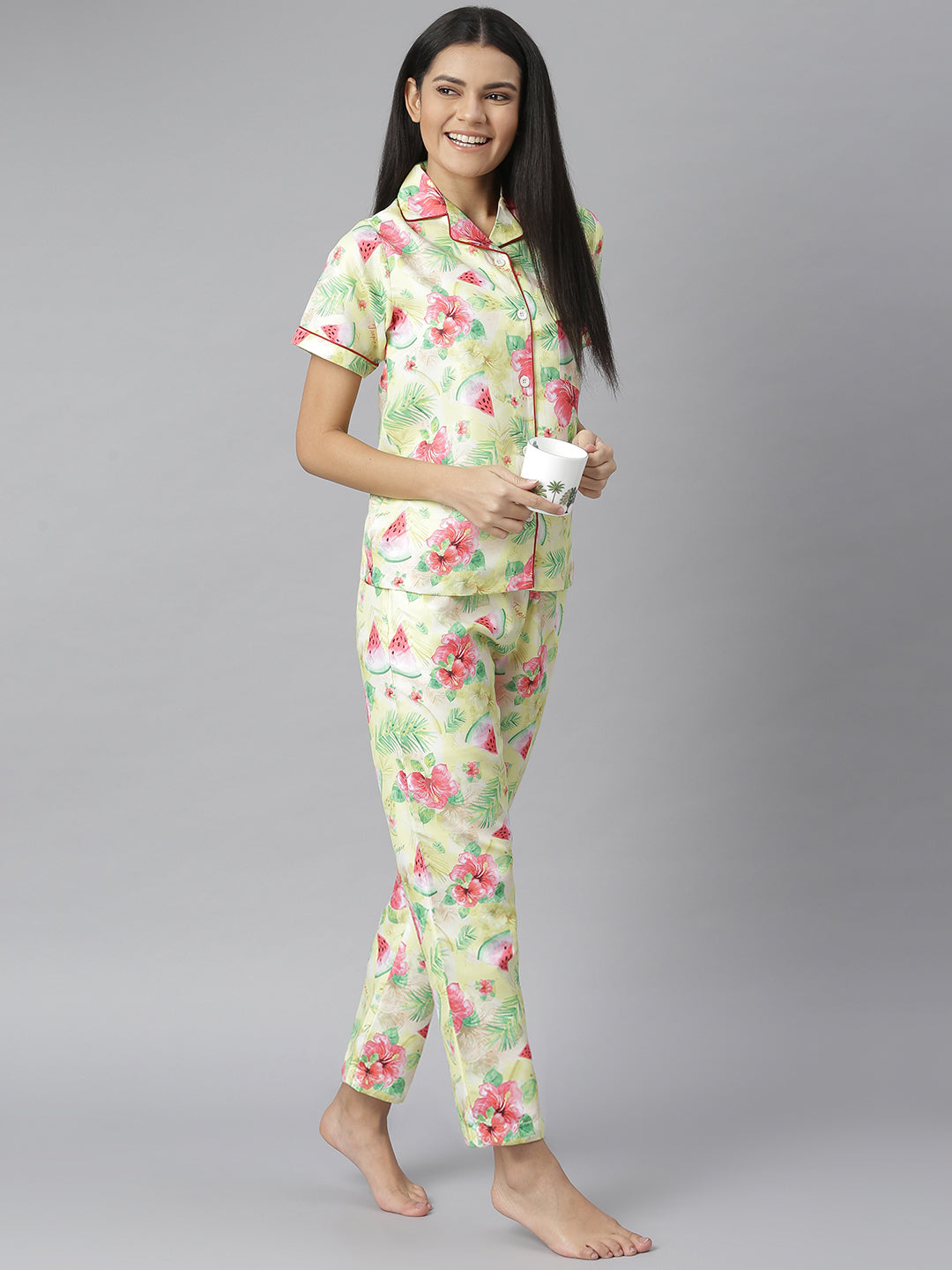 Women's Summer Water melon Digital Printed Night Suit Set