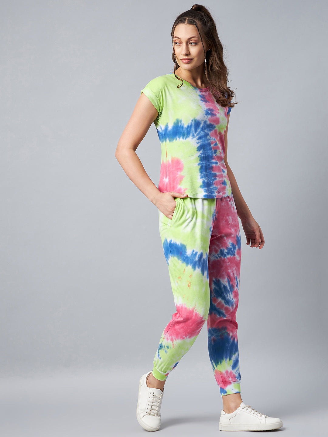 Women's Multicolored Tie & Dye Tracksuit Set