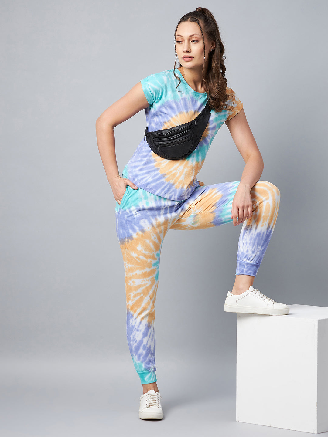 Women's Multicolored Tie & Dye Tracksuit Set