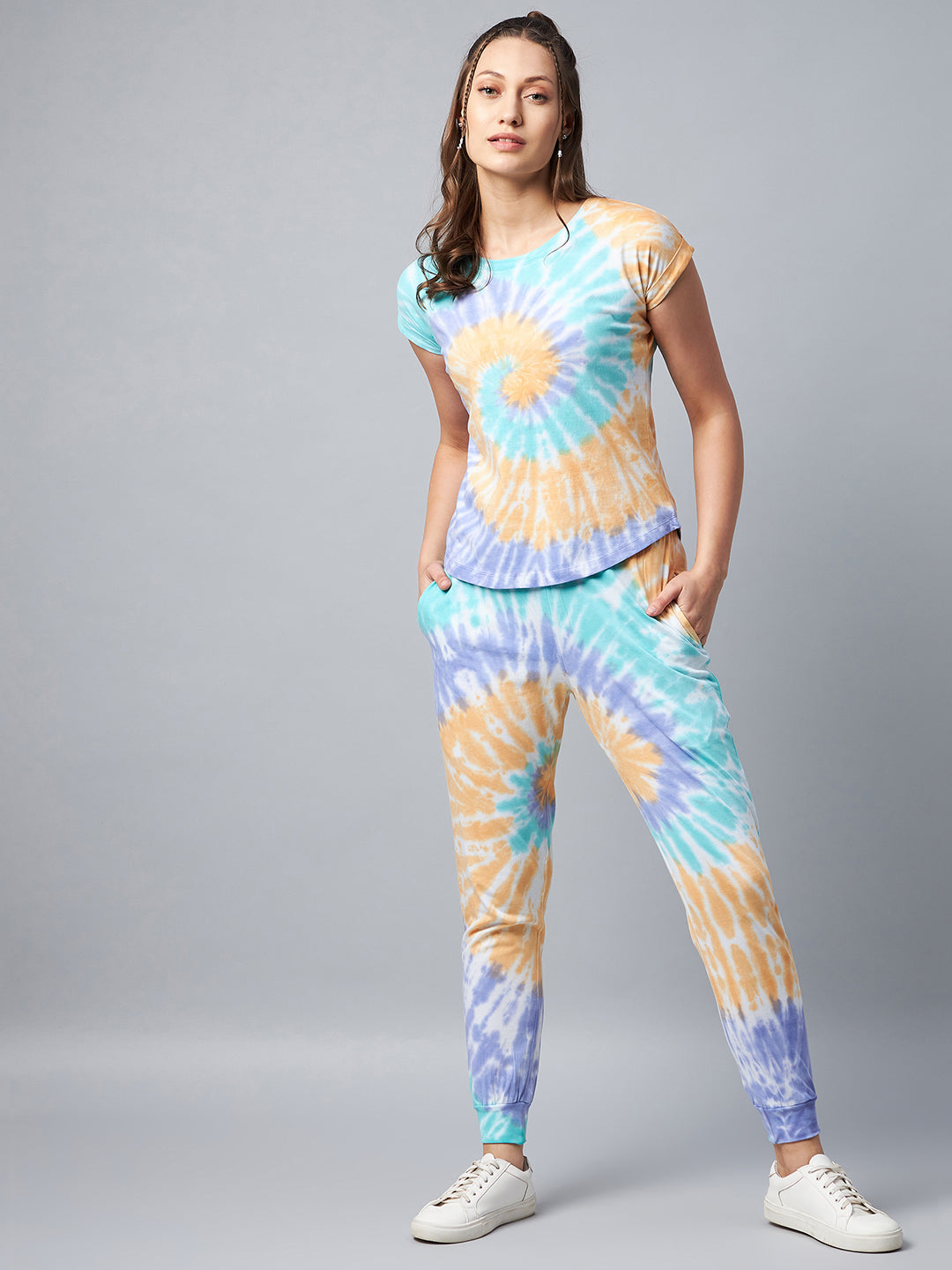 Women's Multicolored Tie & Dye Tracksuit Set