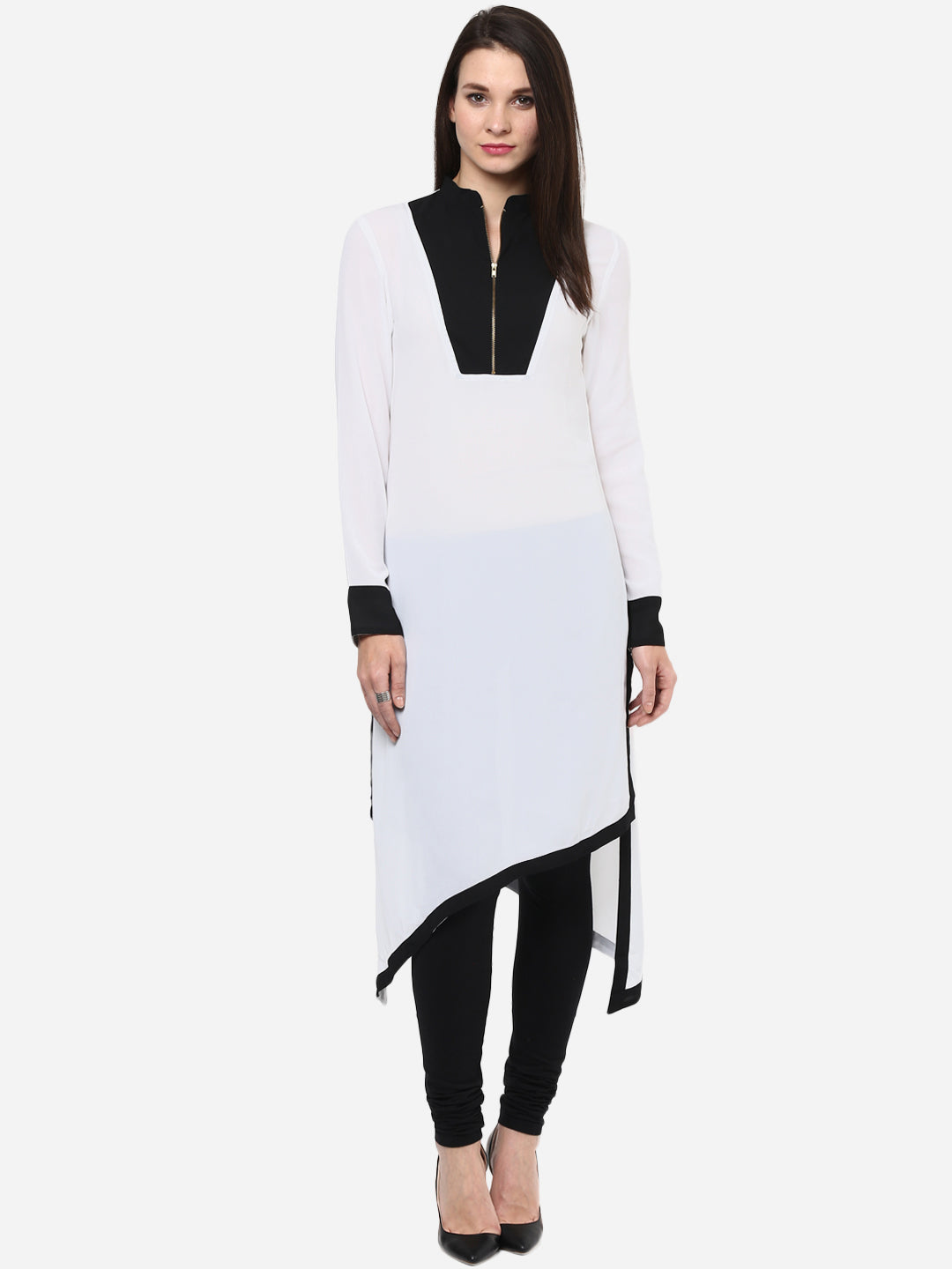 Black & White Asymmetrical Kurti