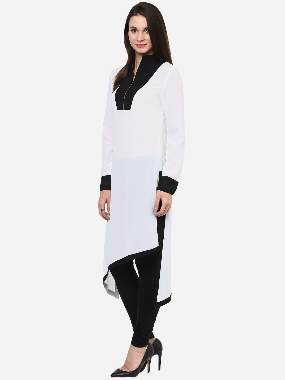 Black & White Asymmetrical Kurti