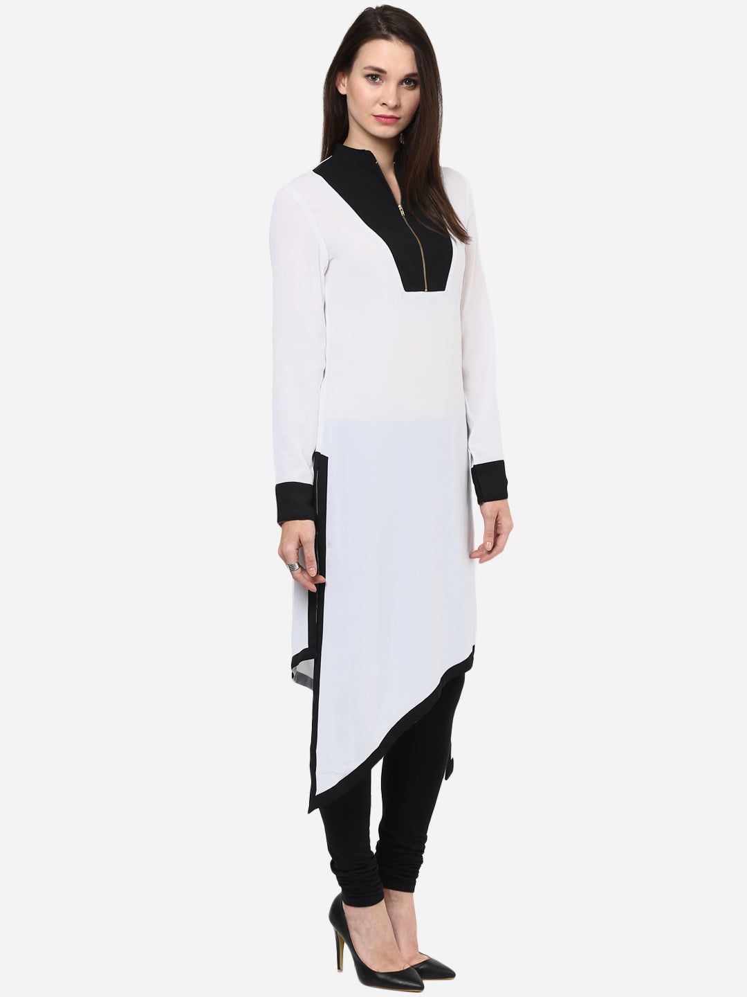 Black & White Asymmetrical Kurti