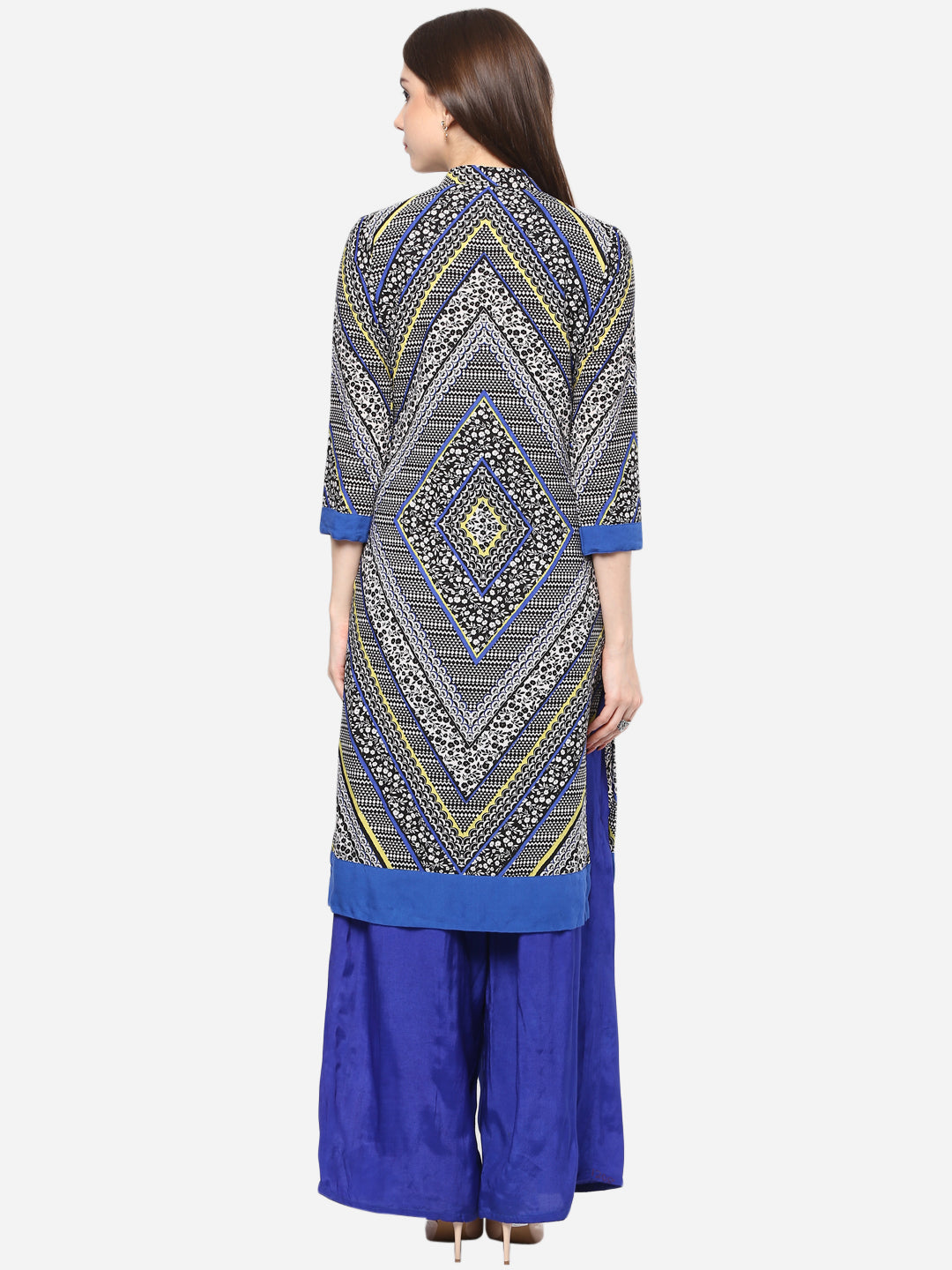 Women's Printed Blue and Black Kurti