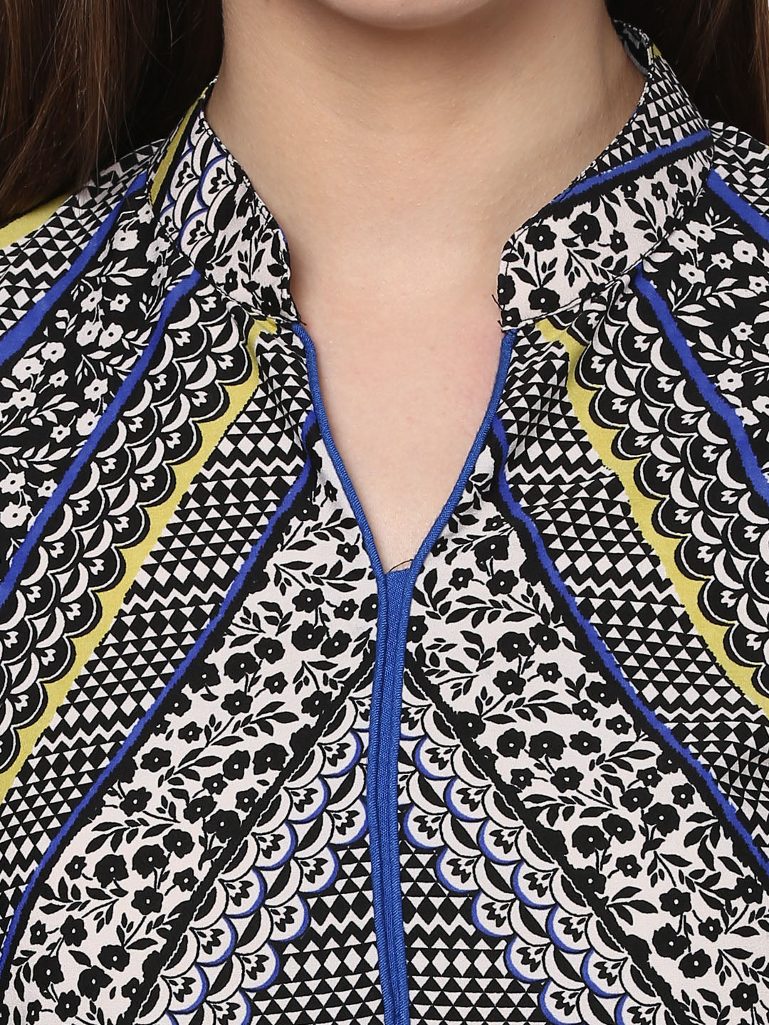 Women's Printed Blue and Black Kurti
