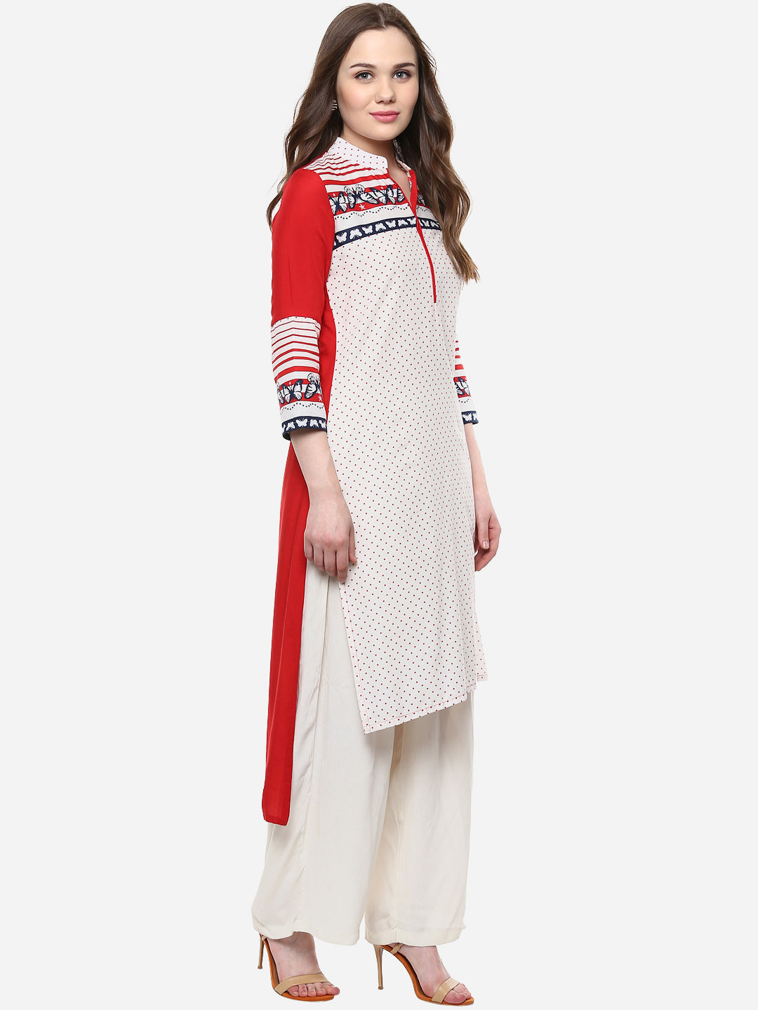 Get Striped White High Low Kurta at ₹ 1250 | LBB Shop
