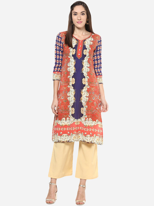 Women's Digital Printed Georgette Kurti