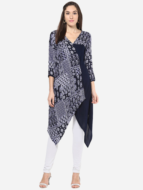 Women's Navy Blue Flap style Kurti