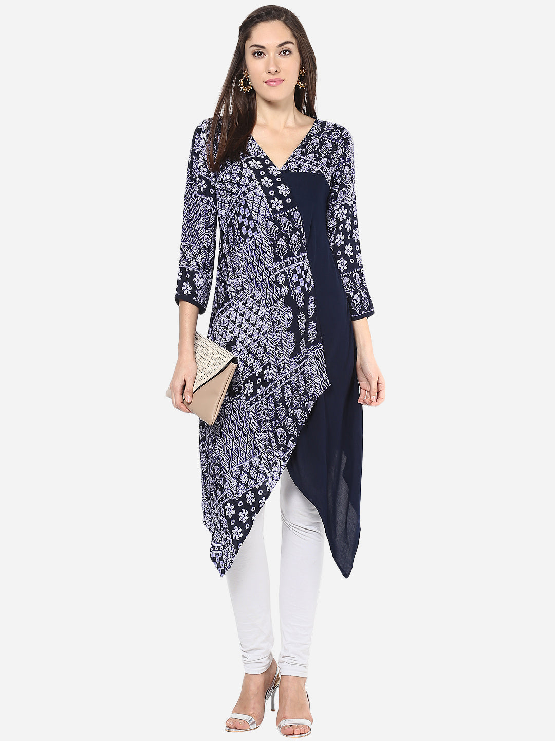 Women's Navy Blue Flap style Kurti
