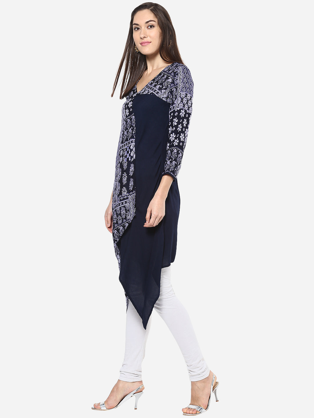 Women's Navy Blue Flap style Kurti