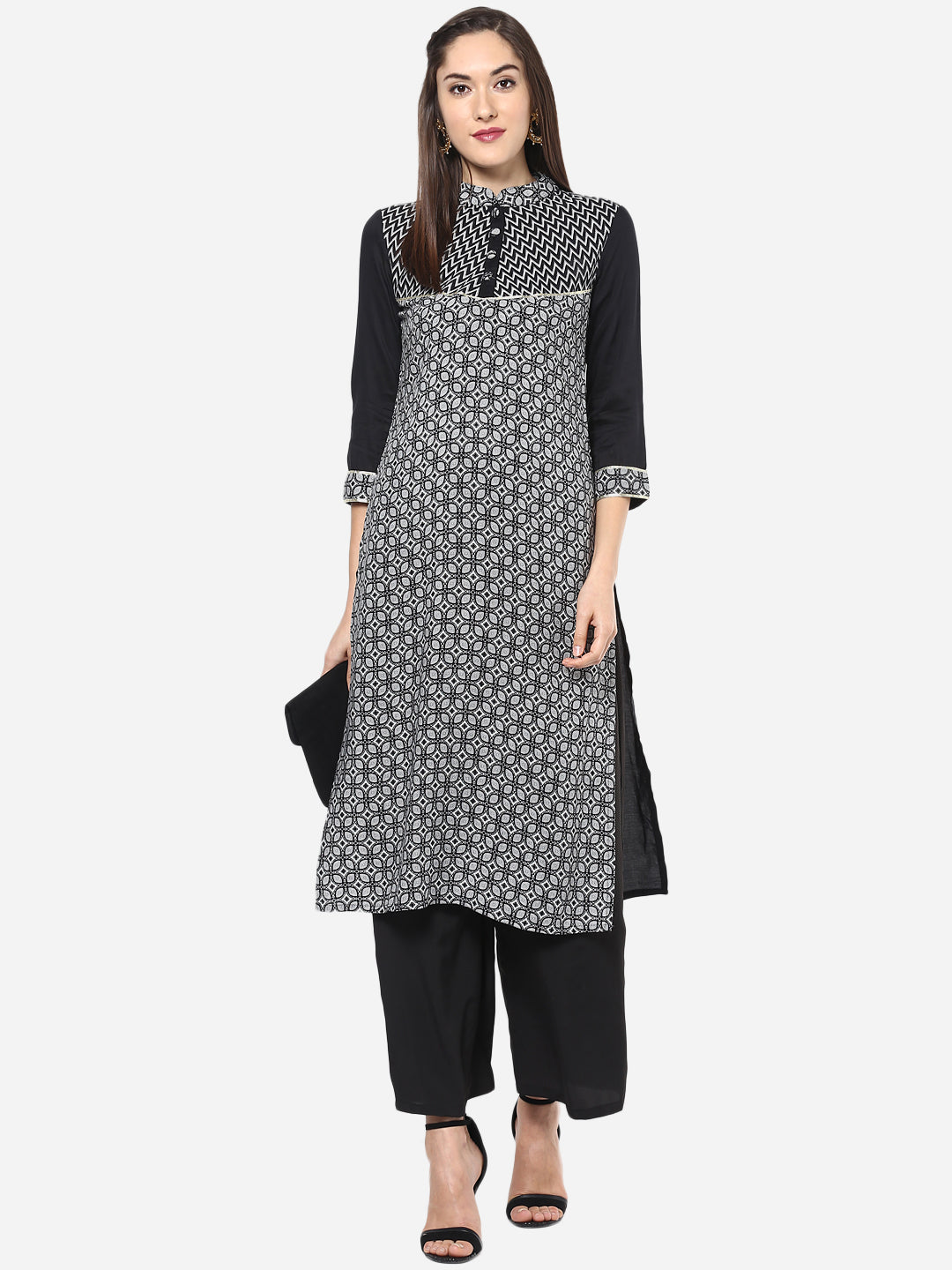 Women's Black and White Kurti