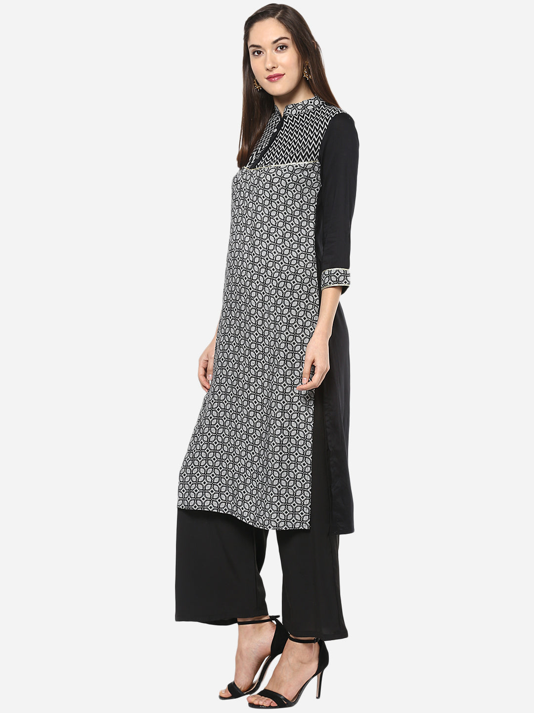 Women's Black and White Kurti