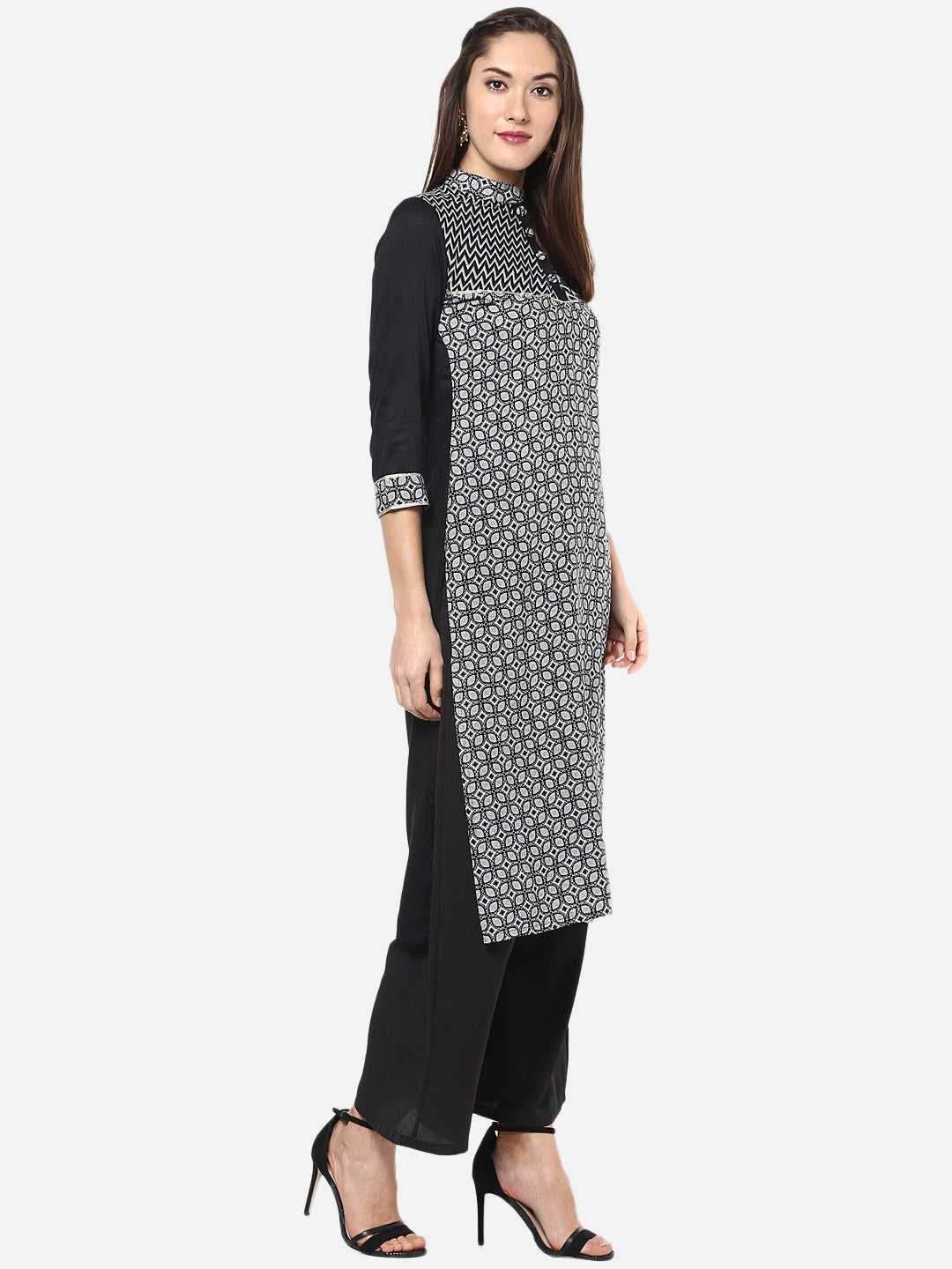 Women's Black and White Kurti