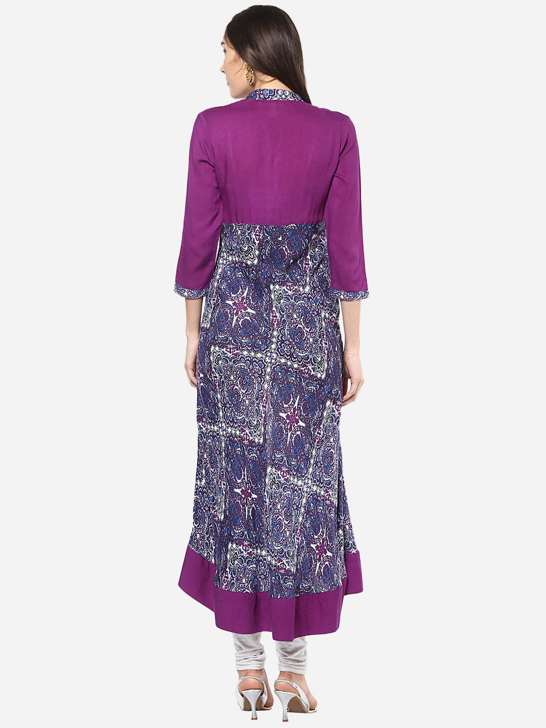 Women's Purple and Blue Asymmetric Kurti