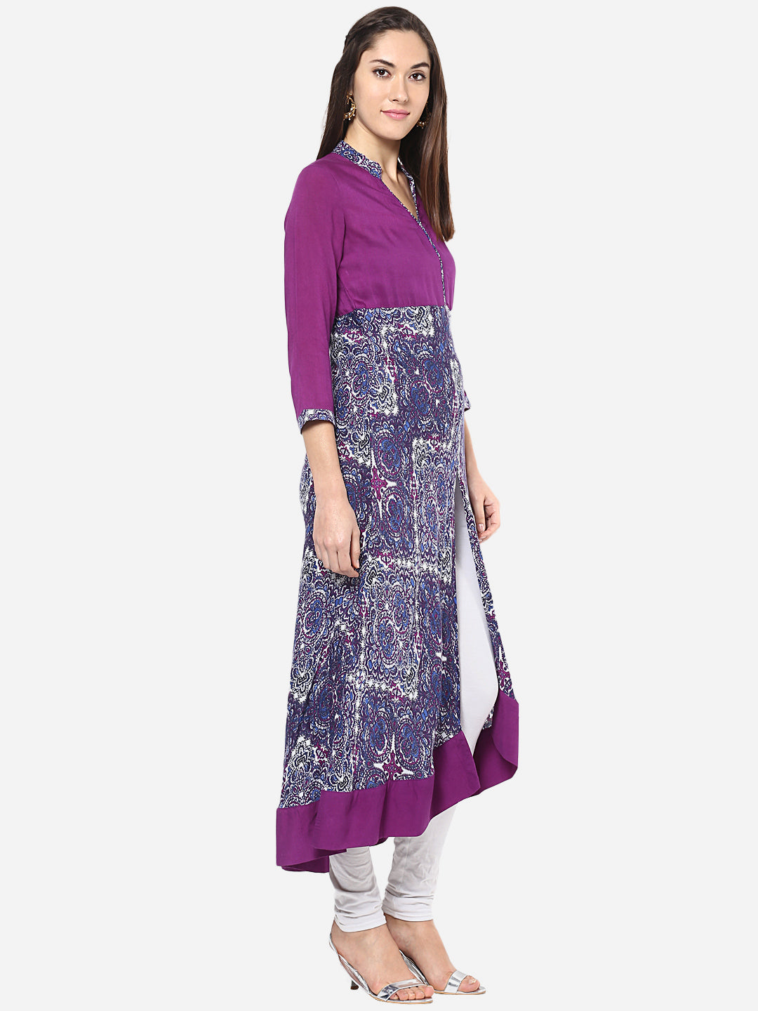 Women's Purple and Blue Asymmetric Kurti
