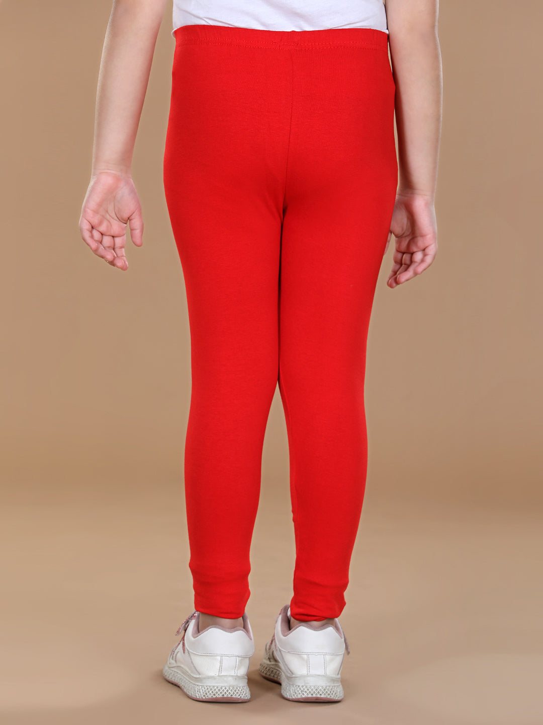 Girls Red Solid Legging