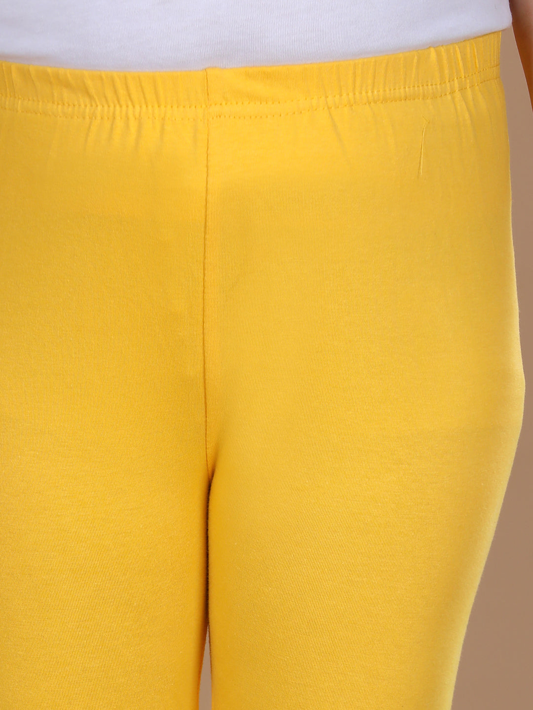 Girls Yellow Solid Legging