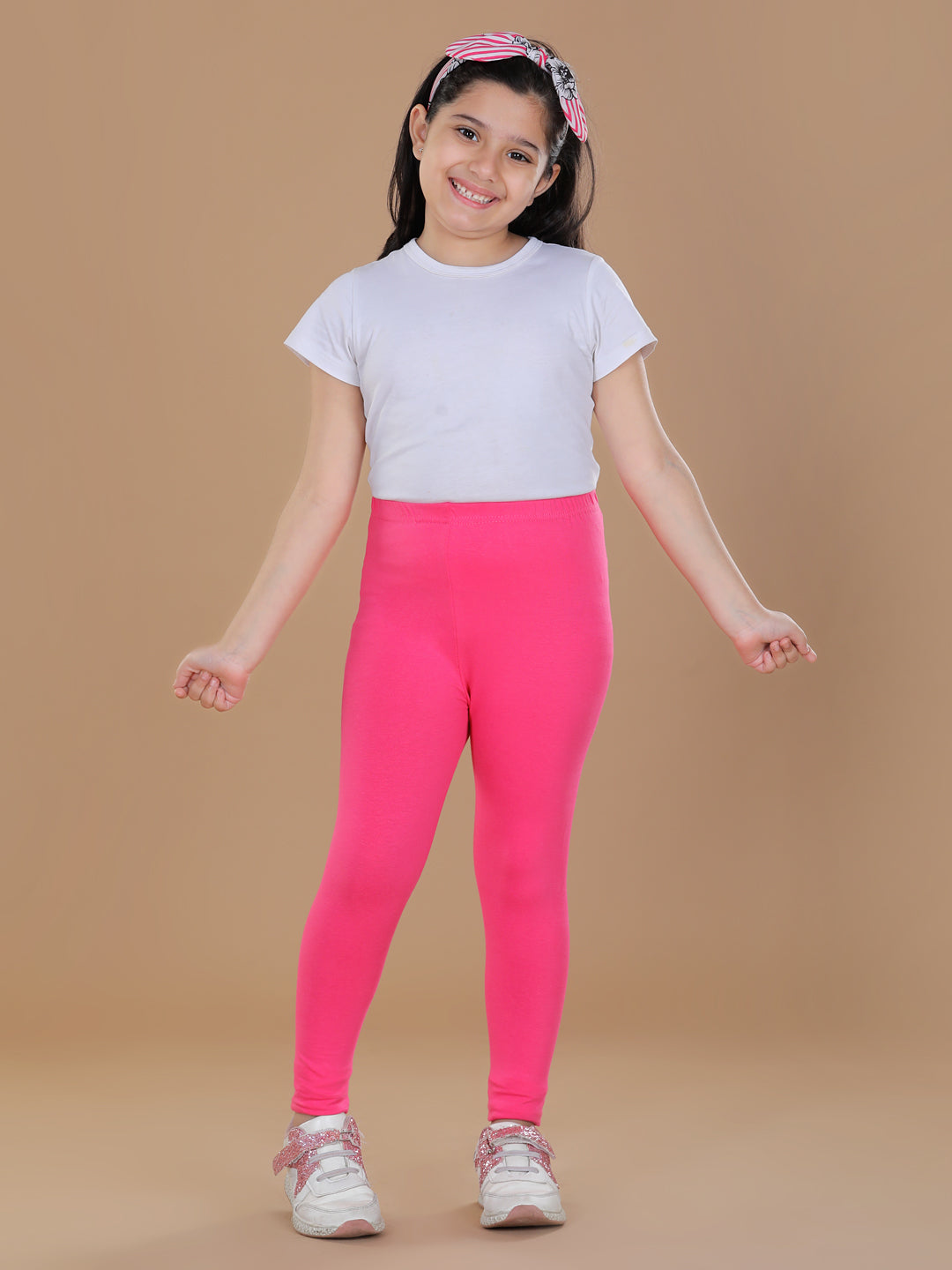 Girls Pink Solid Legging