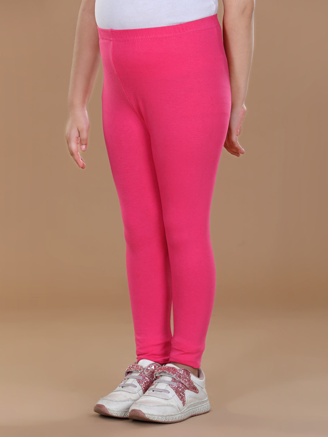 Girls Pink Solid Legging