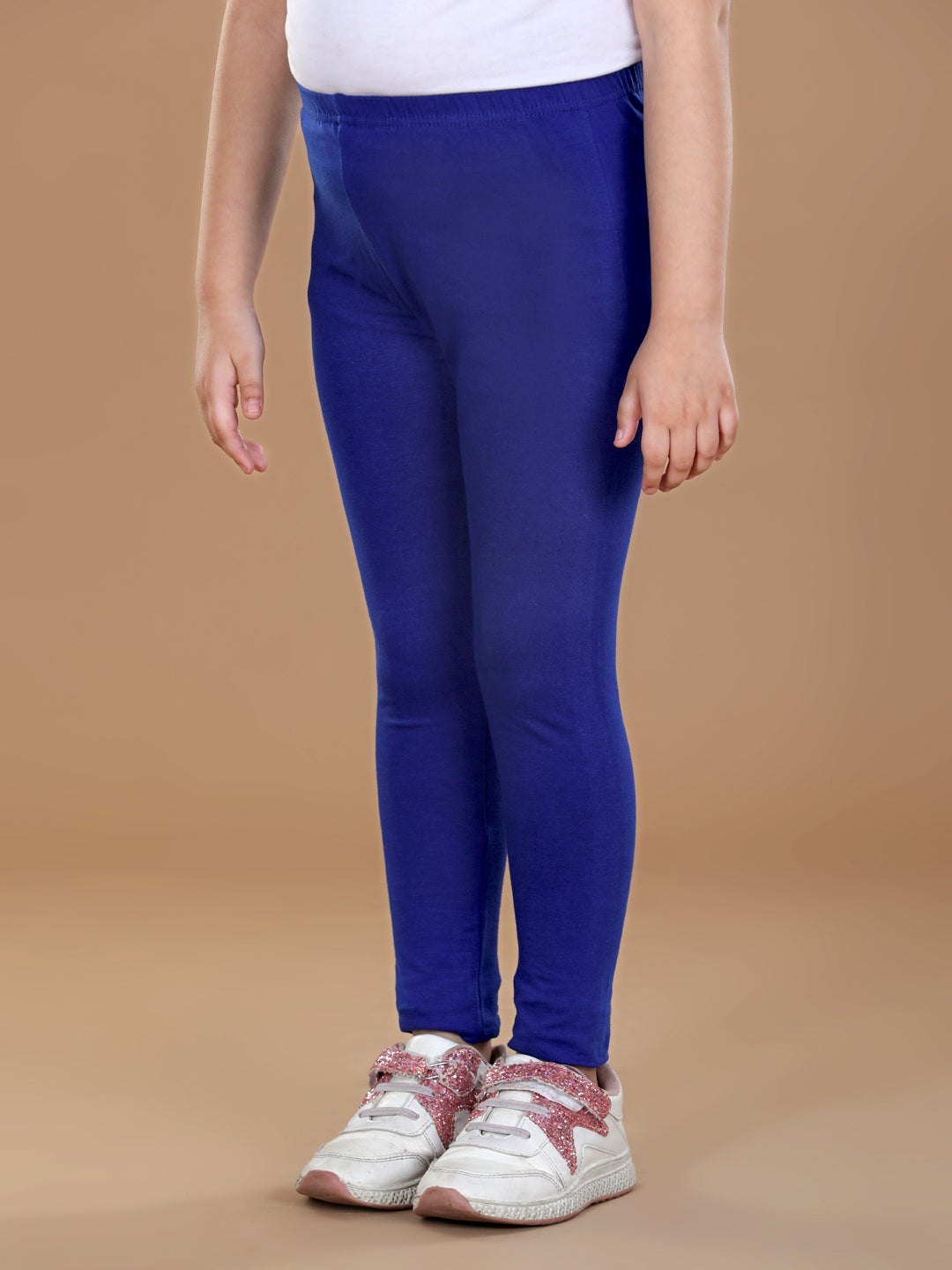 Girls Blue Solid Legging