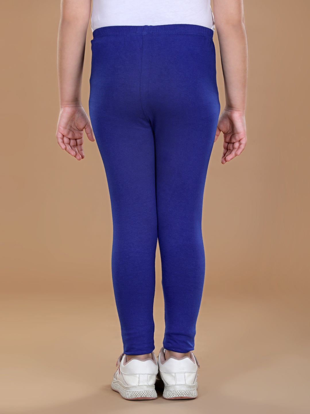 Girls Blue Solid Legging