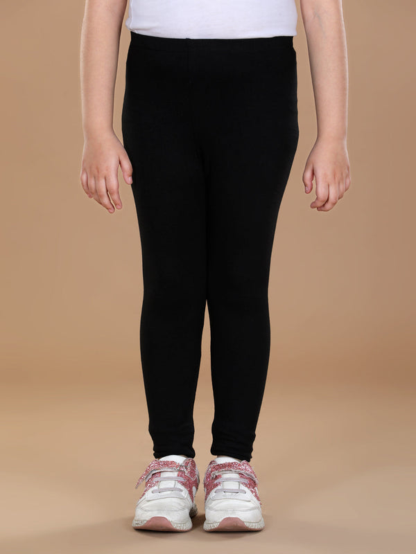 Girls Black Solid Legging