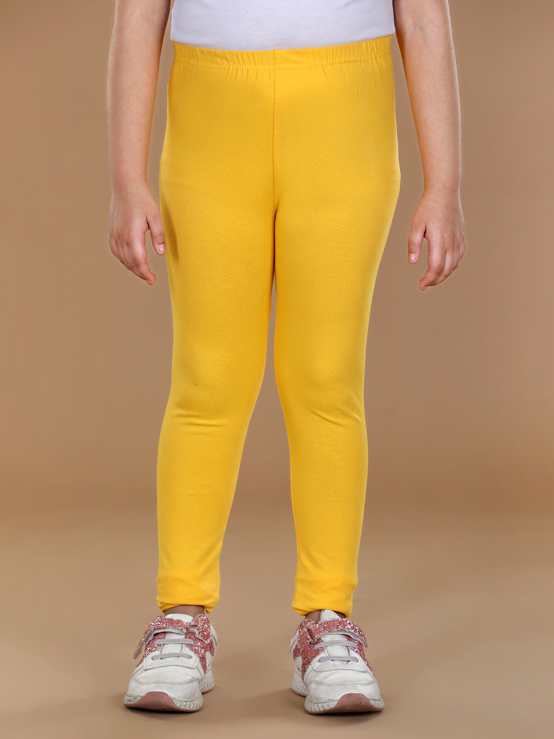 Girls Pack of 2 Solid Leggings- Yellow & Pink