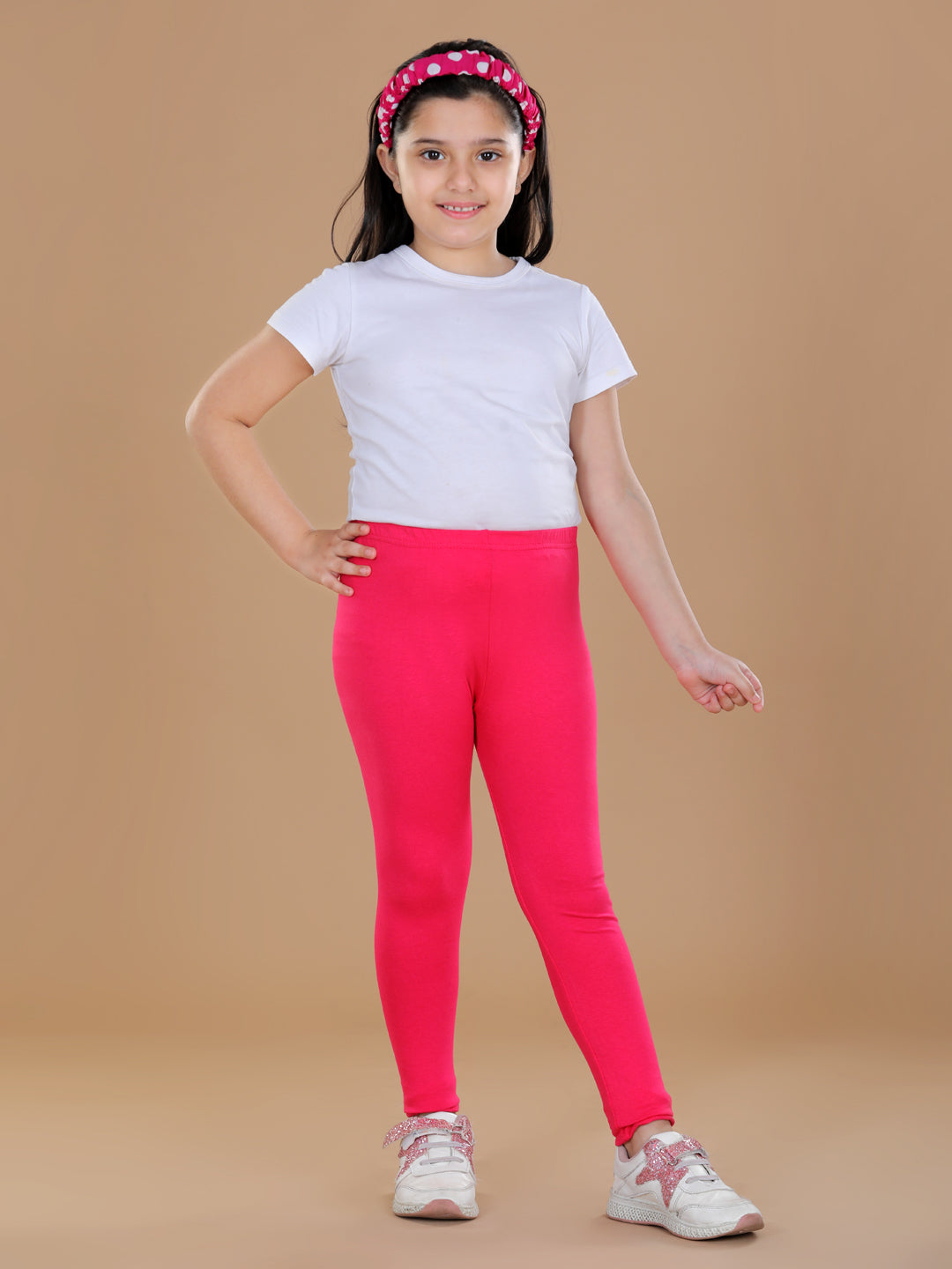 Girls Pack of 2 Solid Leggings- Blue & Fuchsia