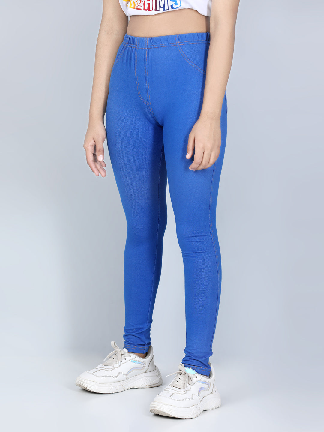 Girls Cotton Jeggings- Blue