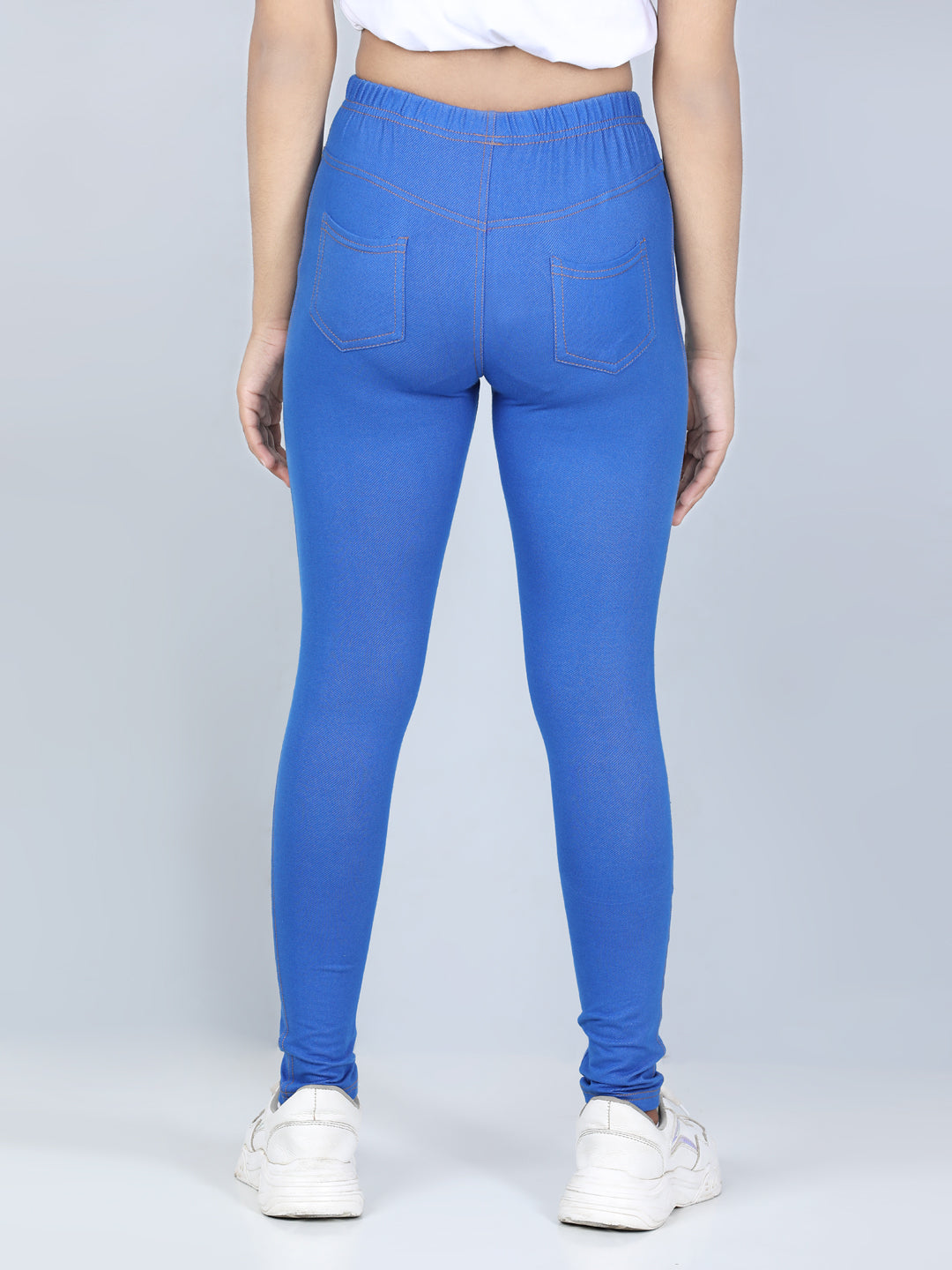 Girls Cotton Jeggings- Blue