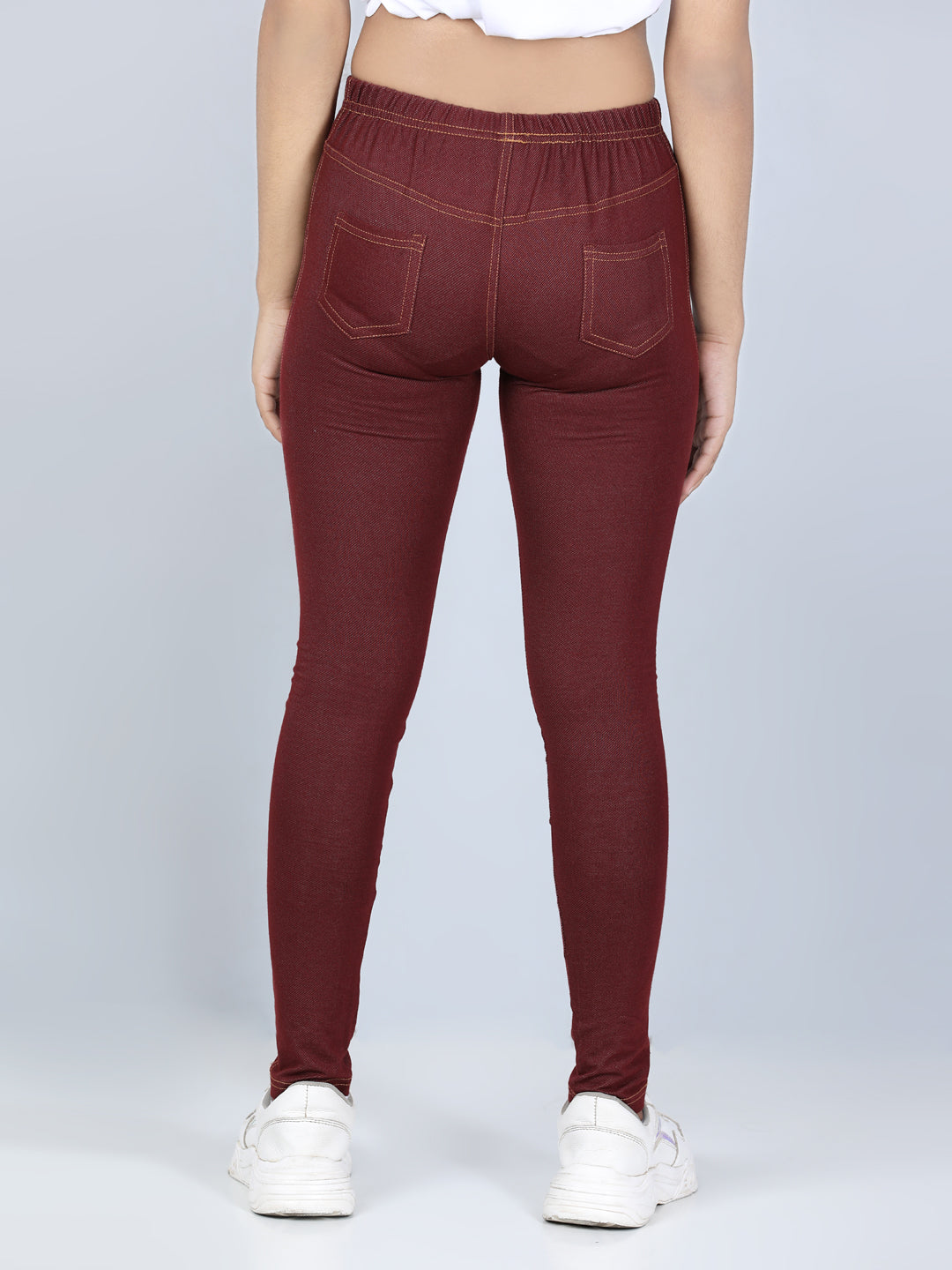 Girls Cotton Jeggings- Brown