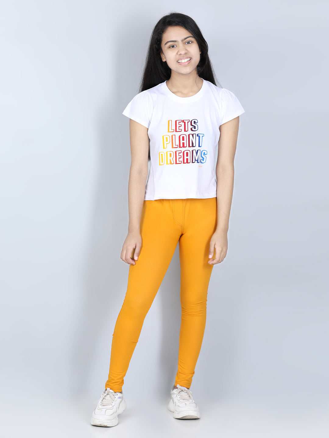 Girls Cotton Jeggings- Mustard