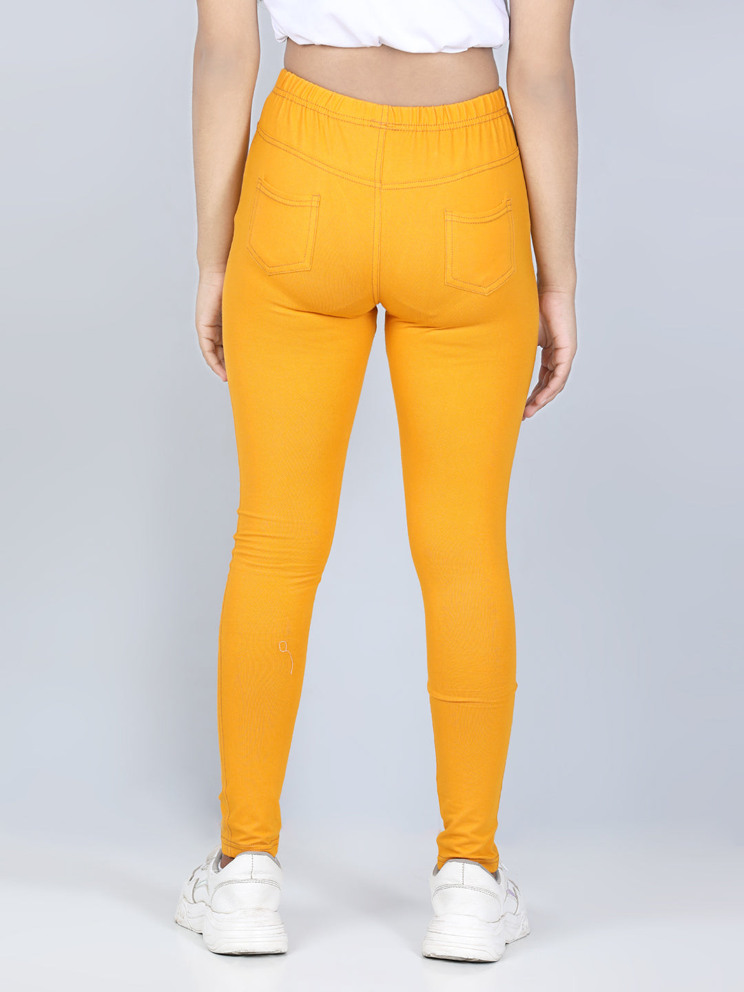 Girls Cotton Jeggings- Mustard