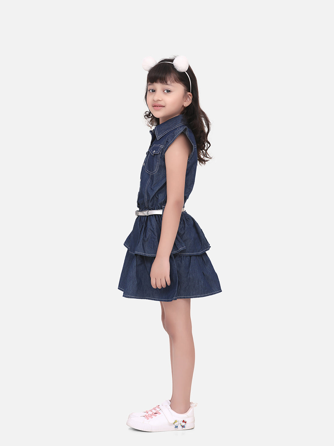 Girls Denim Cinderella Dress with Belt
