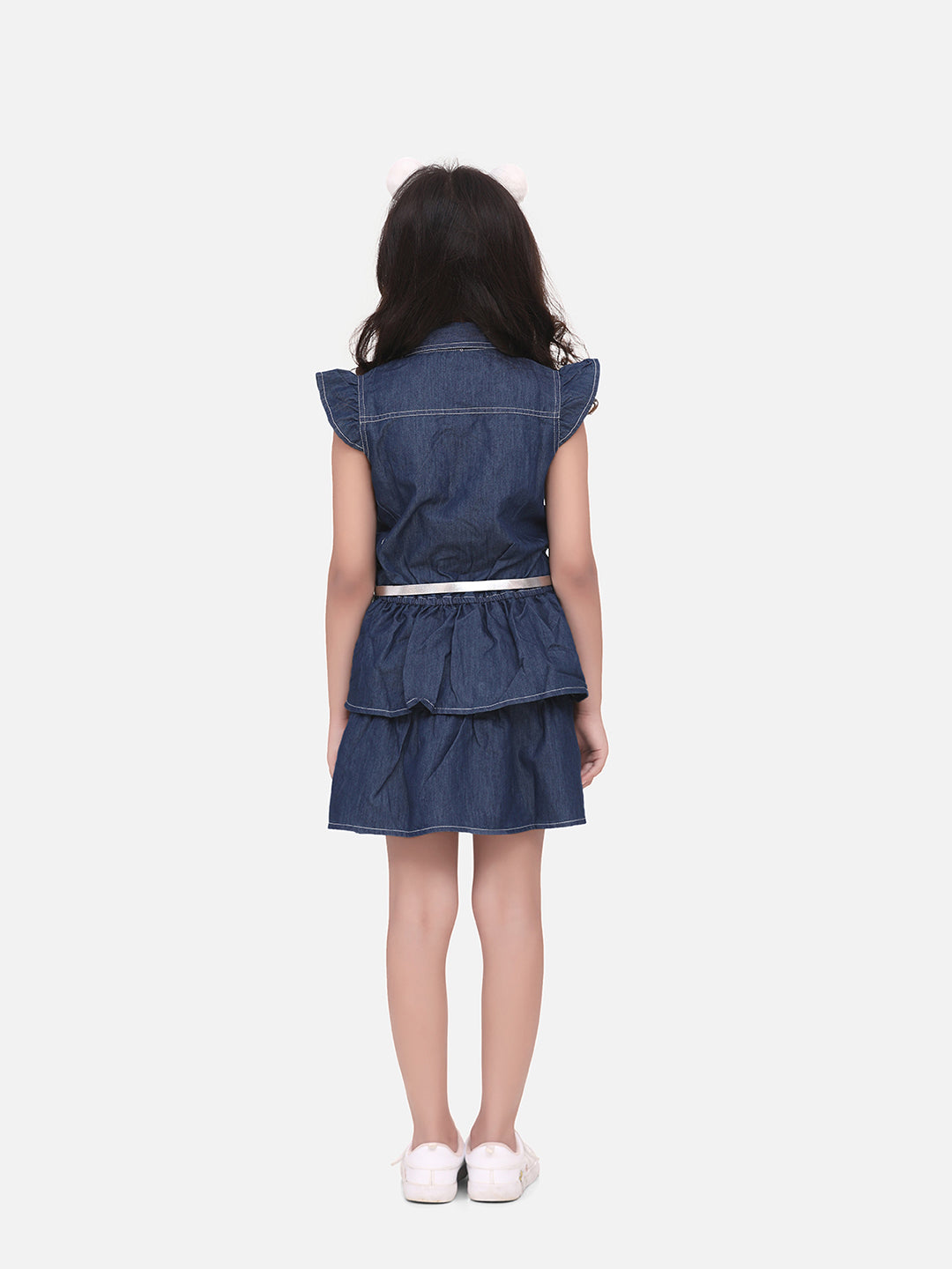 Girls Denim Cinderella Dress with Belt