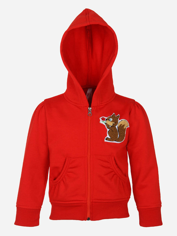 Red Squirrel embroidered Hoodie Jacket