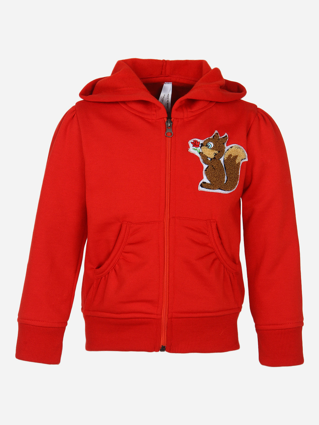 Red Squirrel embroidered Hoodie Jacket