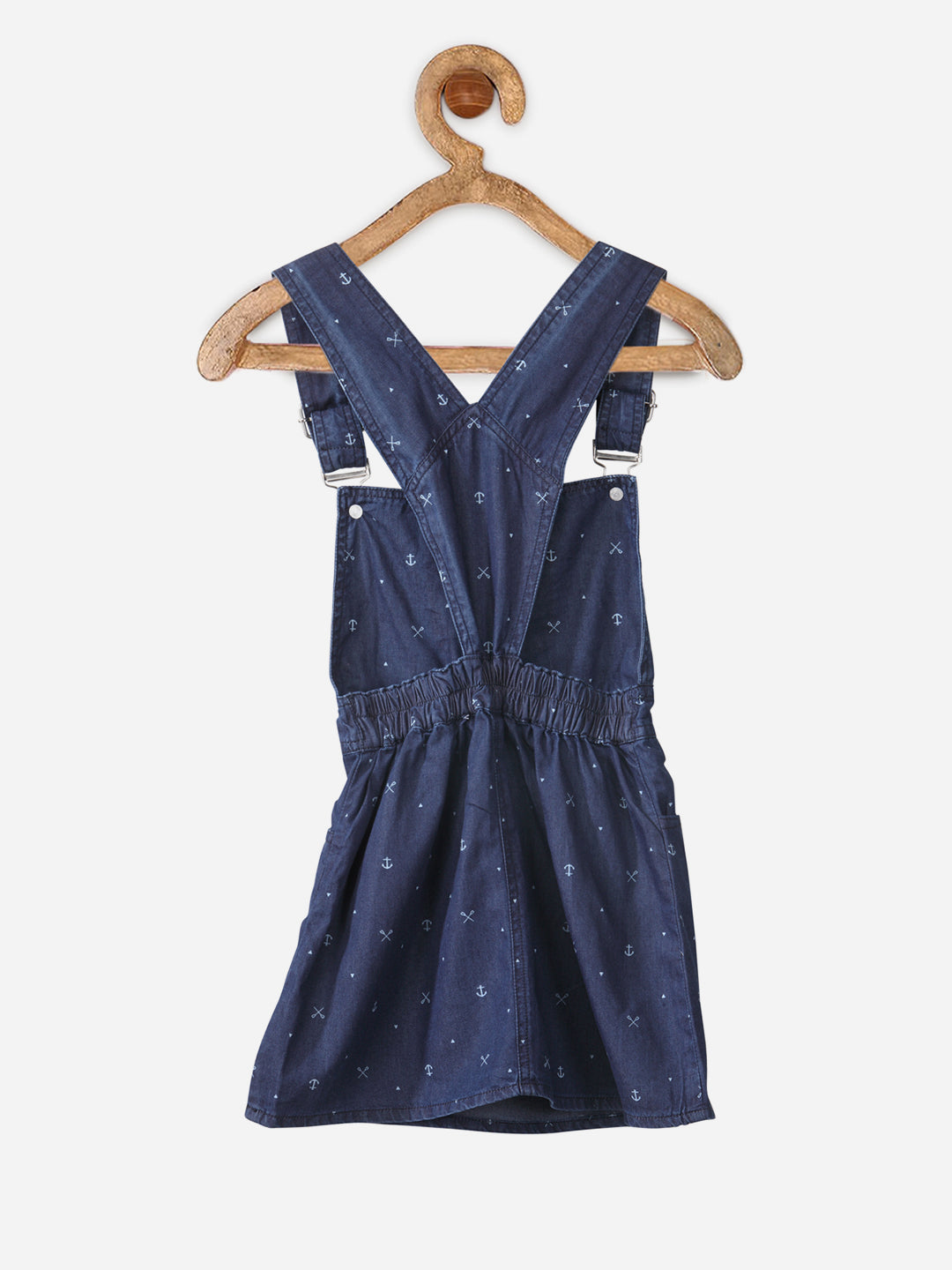 Girls Denim Anchor Print Dungaree skirt Dress