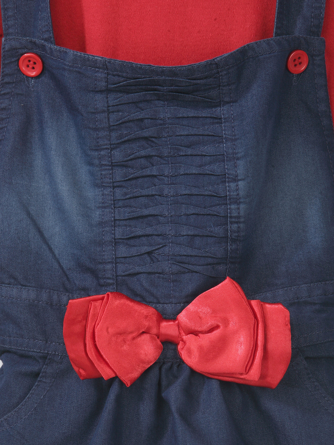 Girls Denim Dungaree Skirt with Red Sleeveless inner Top