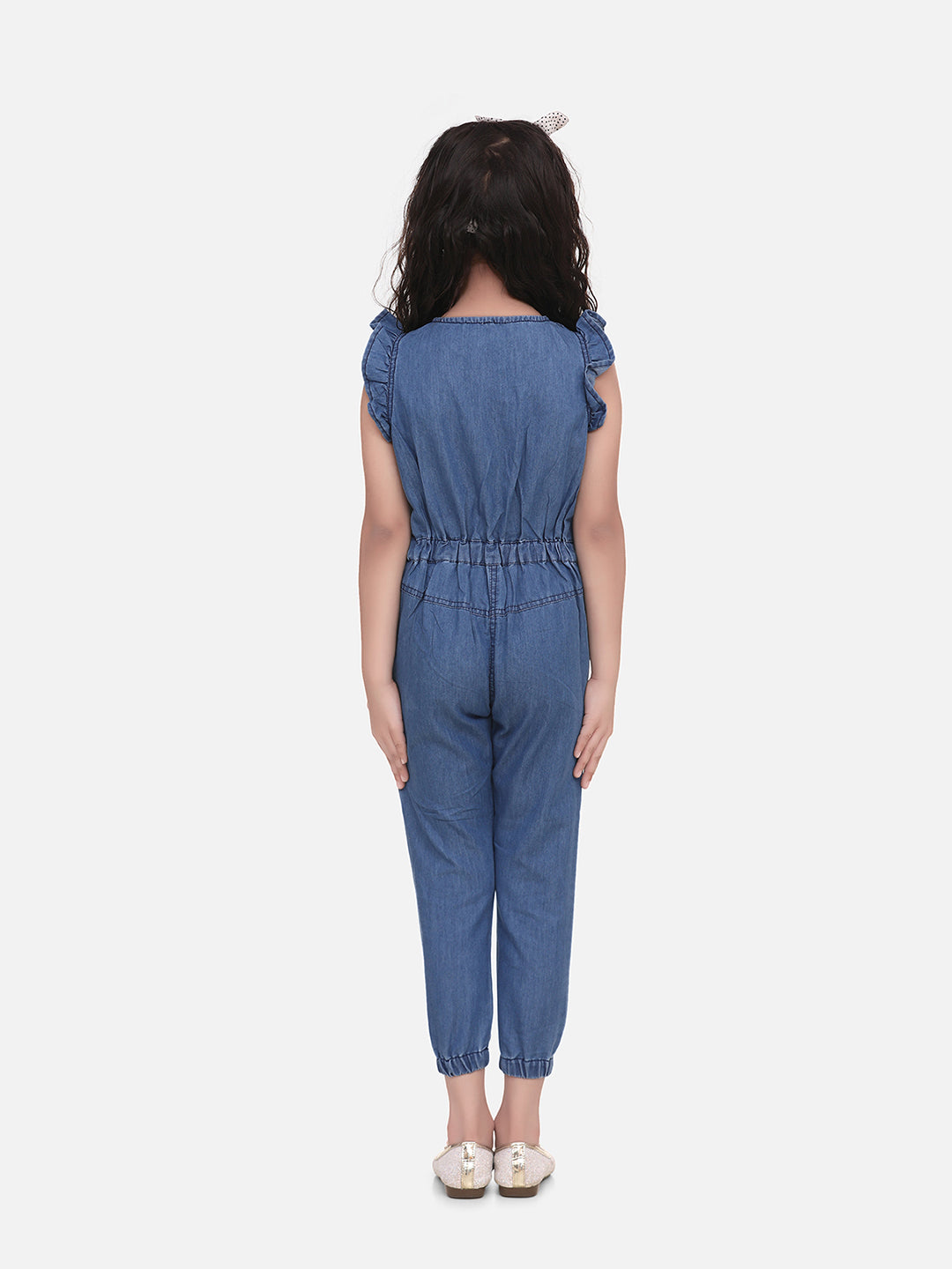 Girls Denim Jumpsuit with attached belt