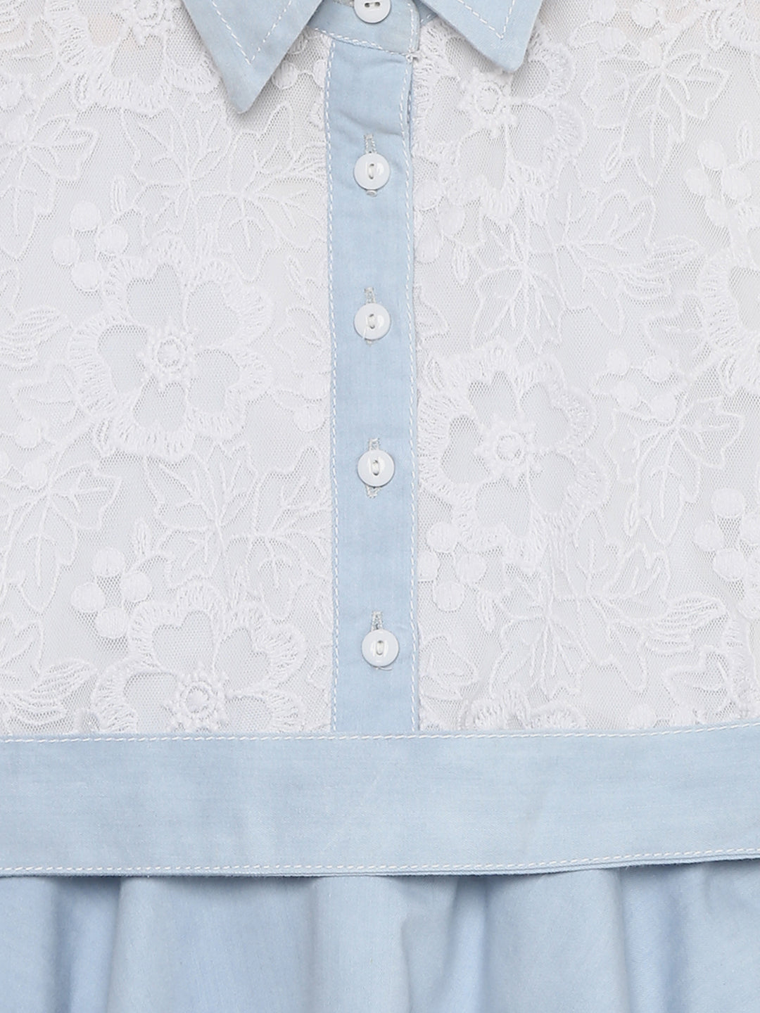 Girls Denim Lace Bodice dress with Belt