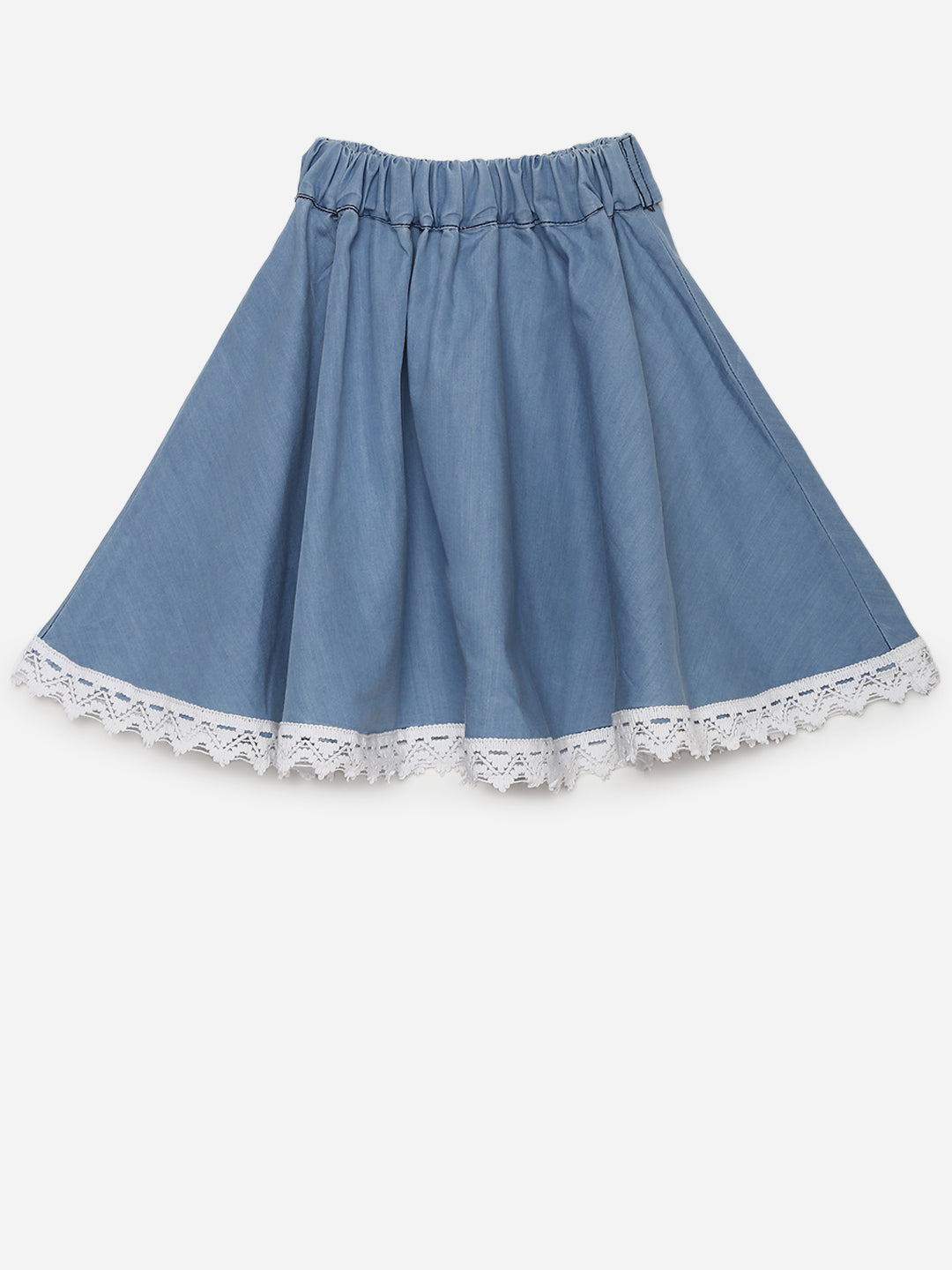 Girls Denim Skirt with Bow Tie Belt and embellished patch