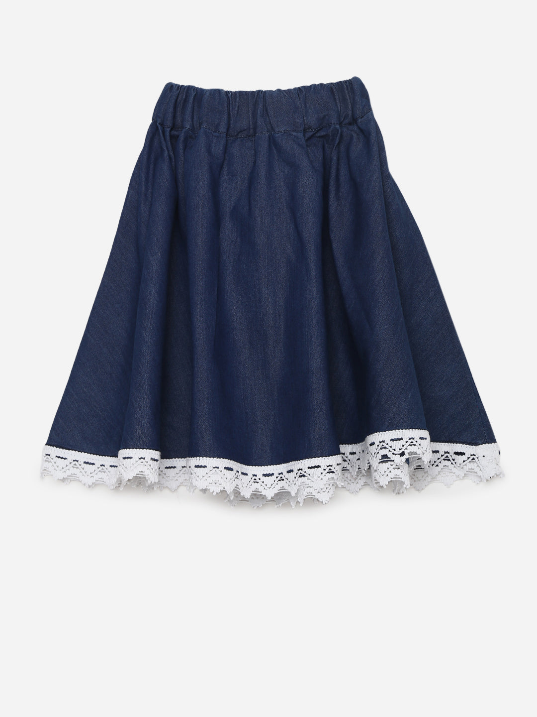 Girls Denim Skirt with Bow Tie Belt and embellished patch