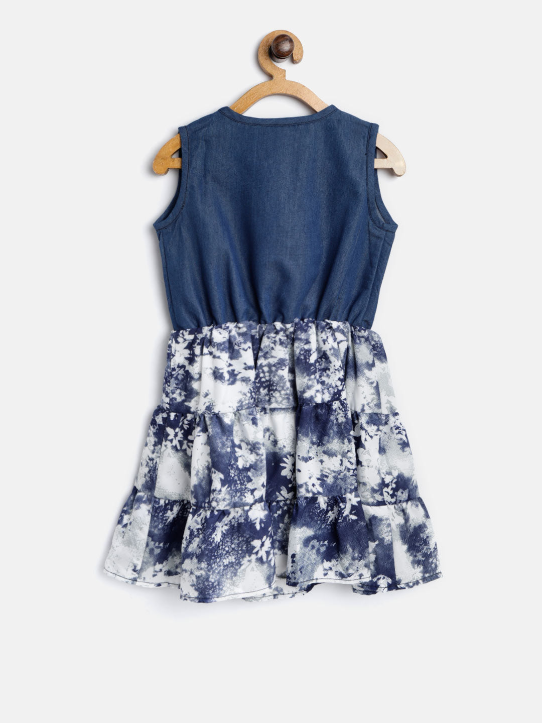 Girls Denim and Print Dress