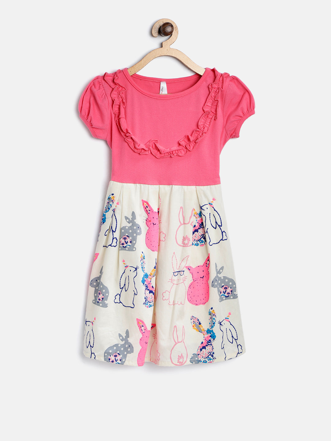 Girls Cotton Dress with Cat Print