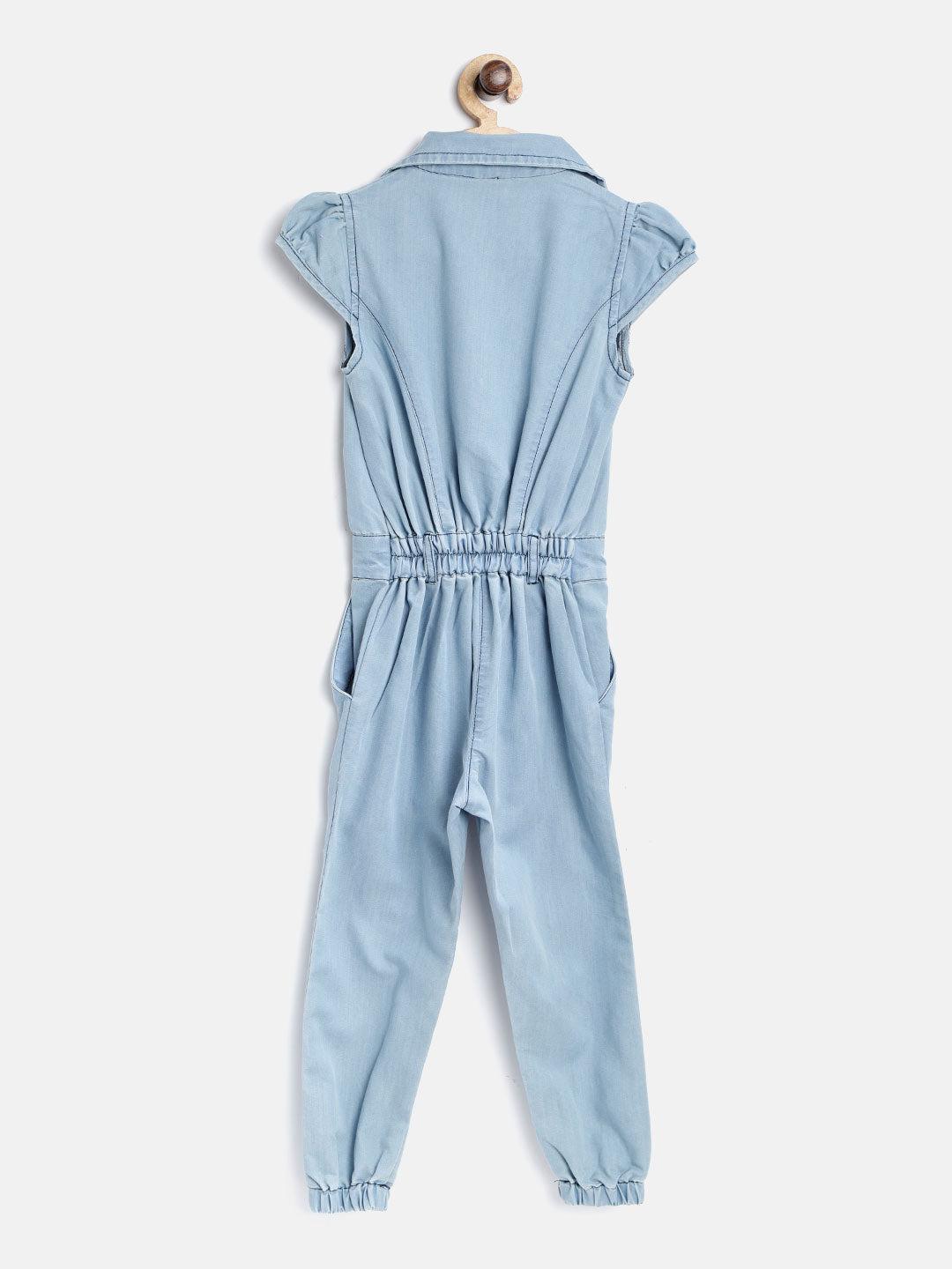 Girls Denim Ice Blue Wash Jumpsuit