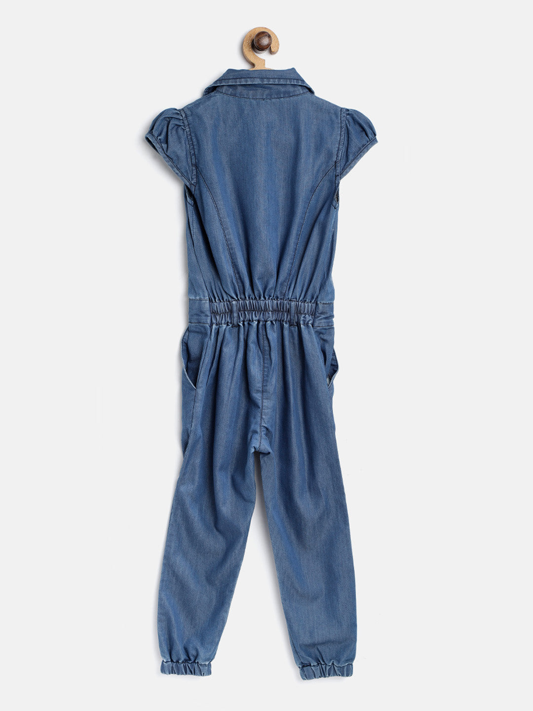 Girls Denim Dark Blue Wash Jumpsuit