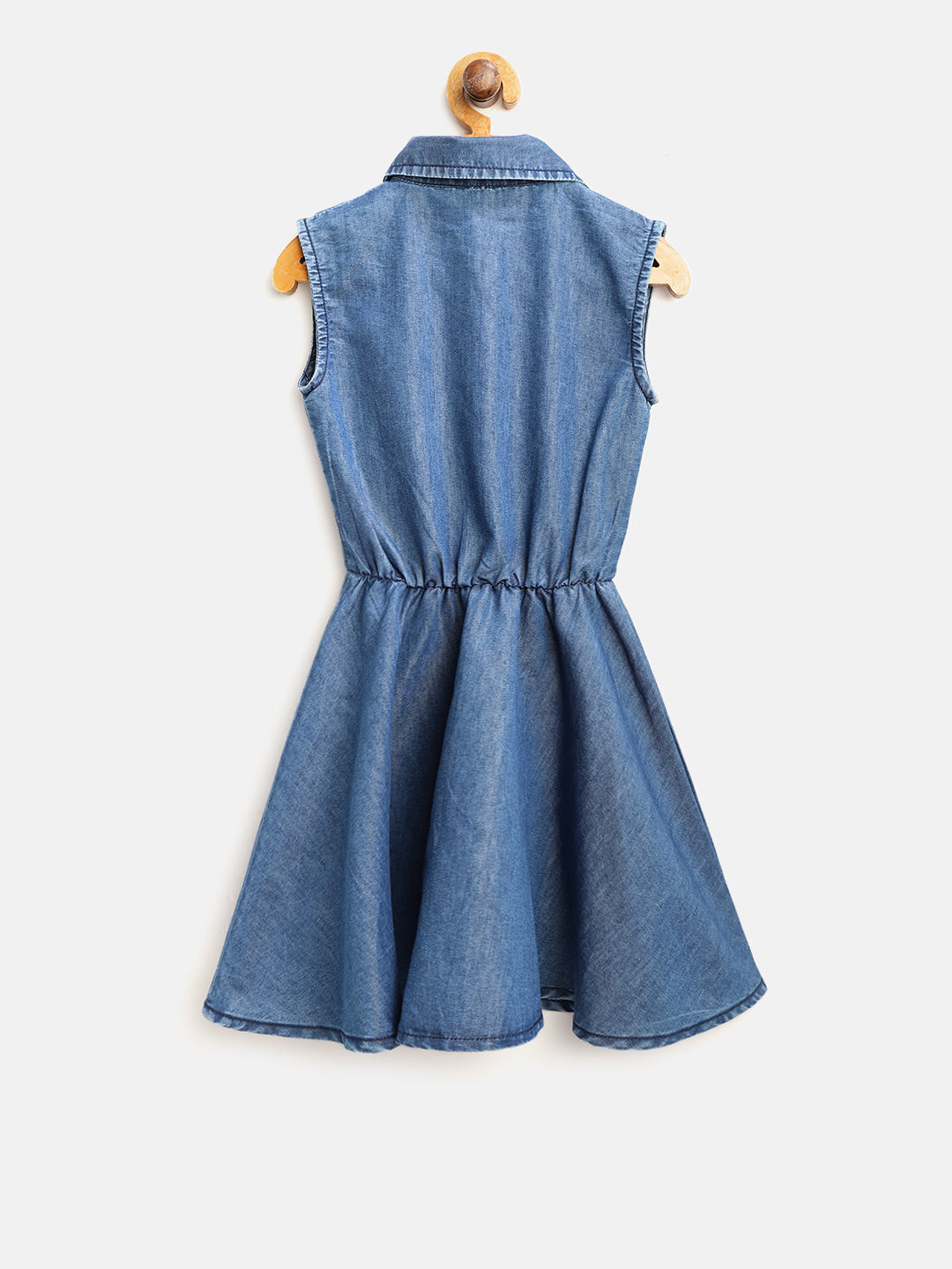 Girls Denim Fringe Dress with Front Button