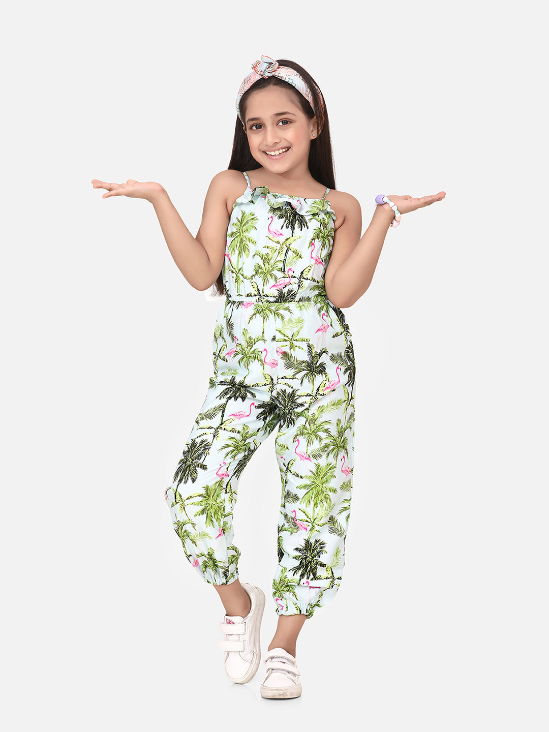 Girls Flamingo Print Jumpsuit